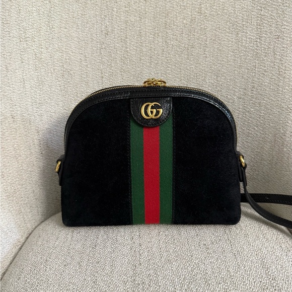Authentic Gucci Ophedia Dome crossbody bag black suede - Picture 6 of 14